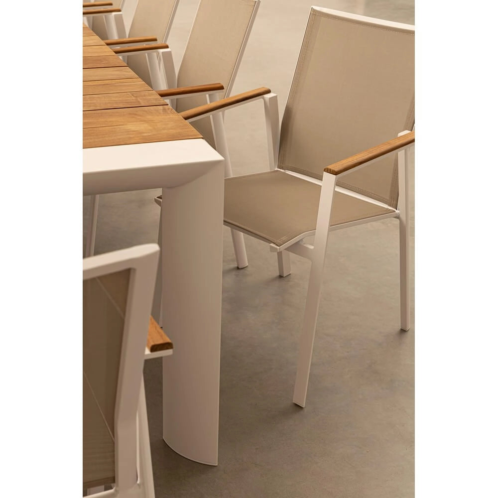Set di 4 Sedie da Giardino con Braccioli in Alluminio e Teak - HIGHLANDER