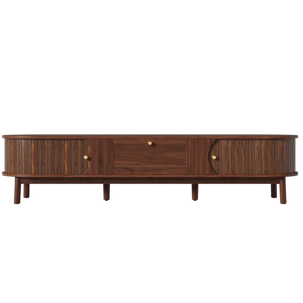 Mobile TV 170x39.5x38 cm con cassetto e ante scorrevoli in MDF noce