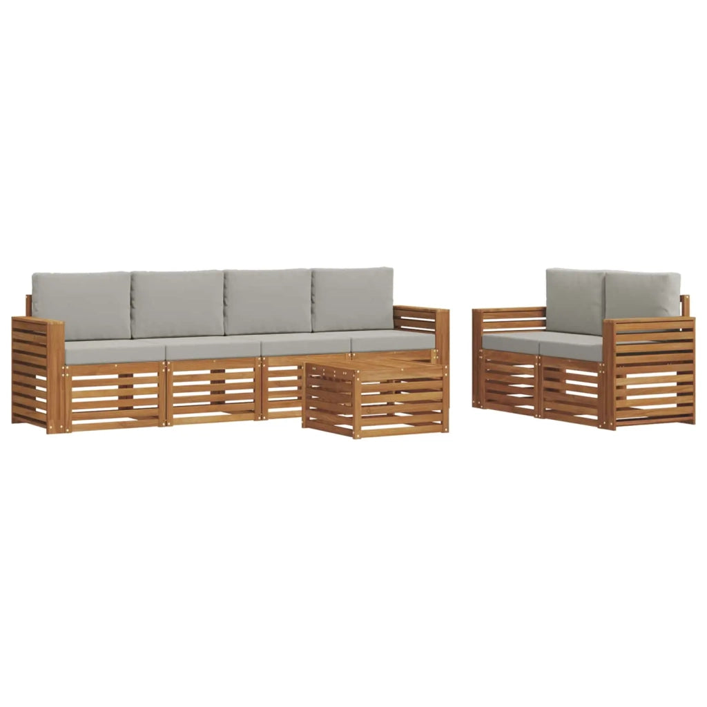 Set di divani da esterno 7 pcs Grigio Naturale e Chiaro