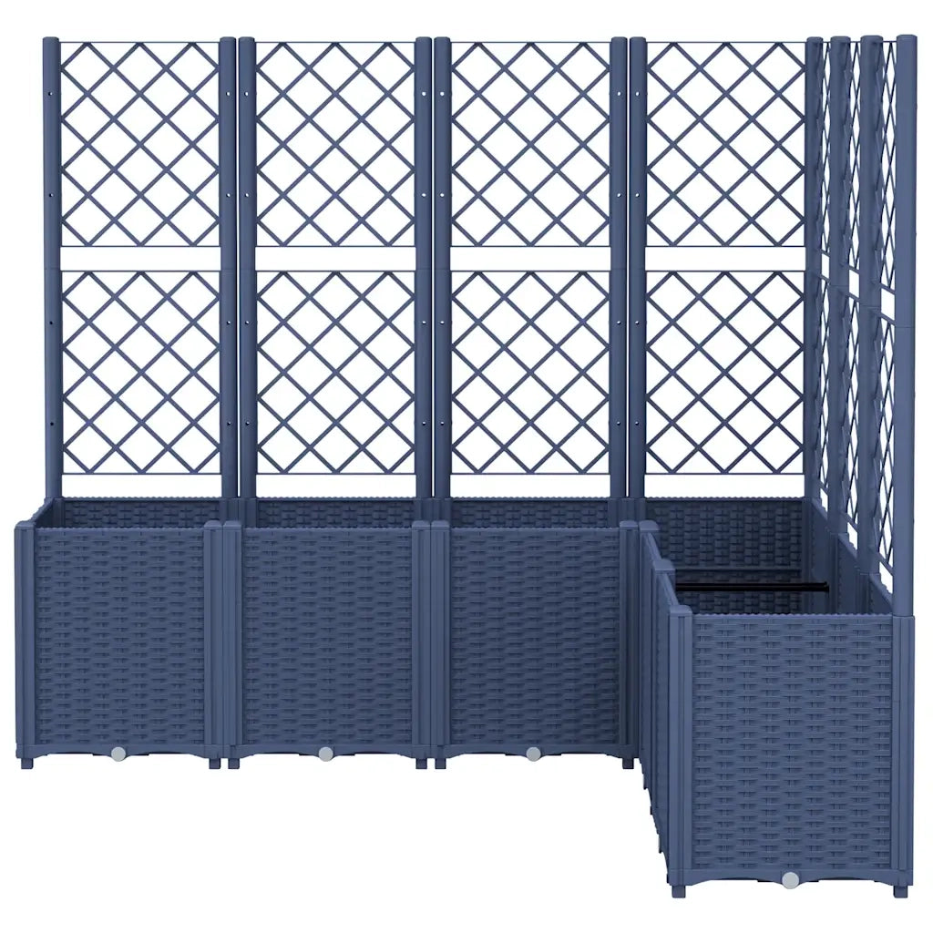 Fioriera | Cassetta per fiori | Vaso Giardino con Graticcio Grigio Blu 160x120x140 cm PP