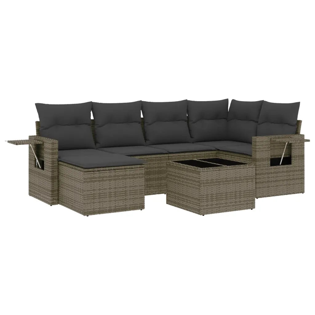 Set Divani da Giardino 7 pz con Cuscini Grigio in Polyrattan 3220469