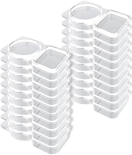 Contenitore Snack Pack 20 pezzi, contenitori per erbe riciclabili a doppio contenitore con coperchi, contenitori per snack e salse per borse da picnic, viaggi e feste all'aperto