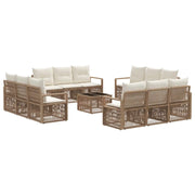 Set Divano da Giardino 13 pcs Beige polyrattan