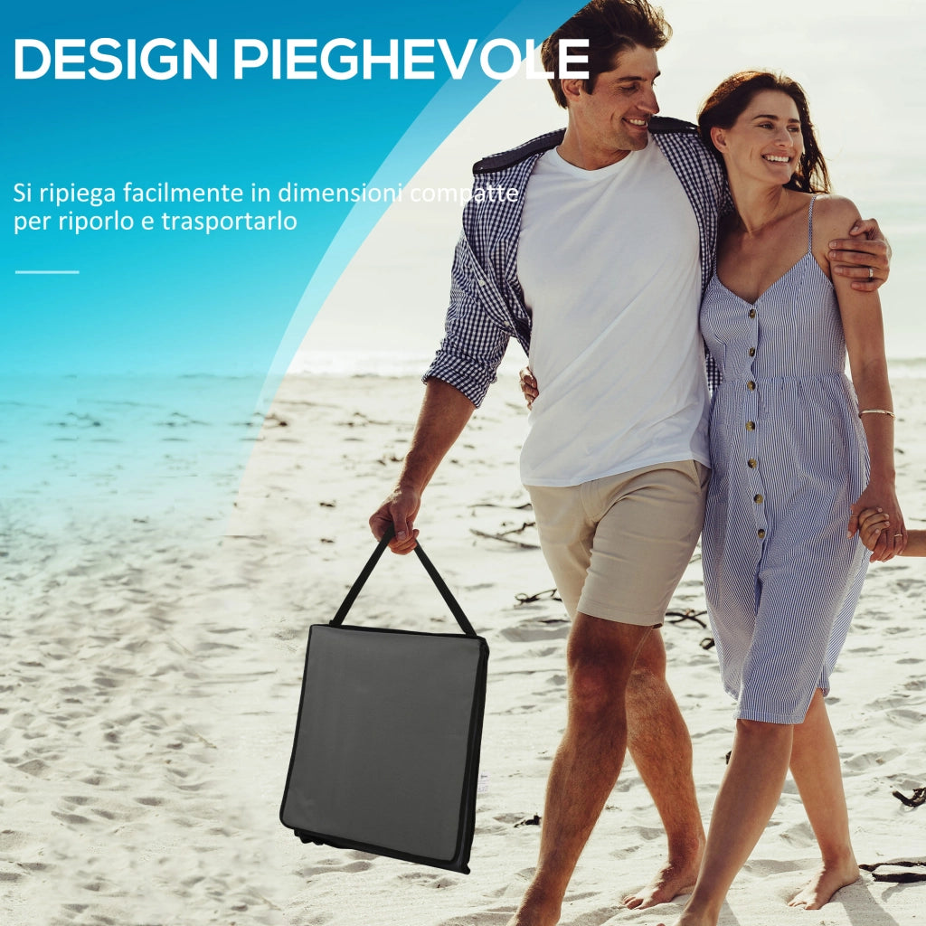 Set 2 Sdraio 142x51x40 cm Pieghevoli con Tasca Resistente Acqua in Tessuto Oxford Grigio