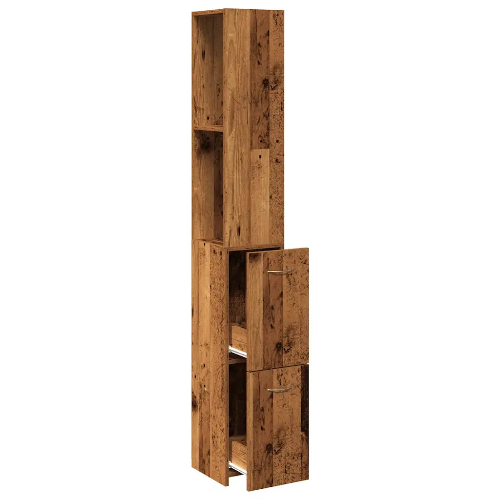 Mobile da Bagno Legno Antico 25x25x170 cm in Truciolato