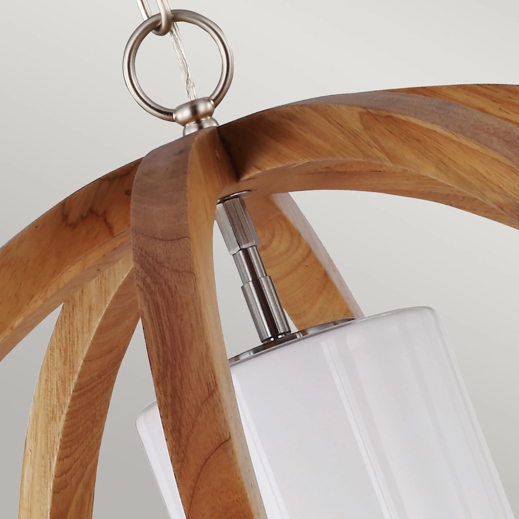 Sospensione Industrial Nordica Allier Legno Acciaio 1 Luce E27 D66Cm