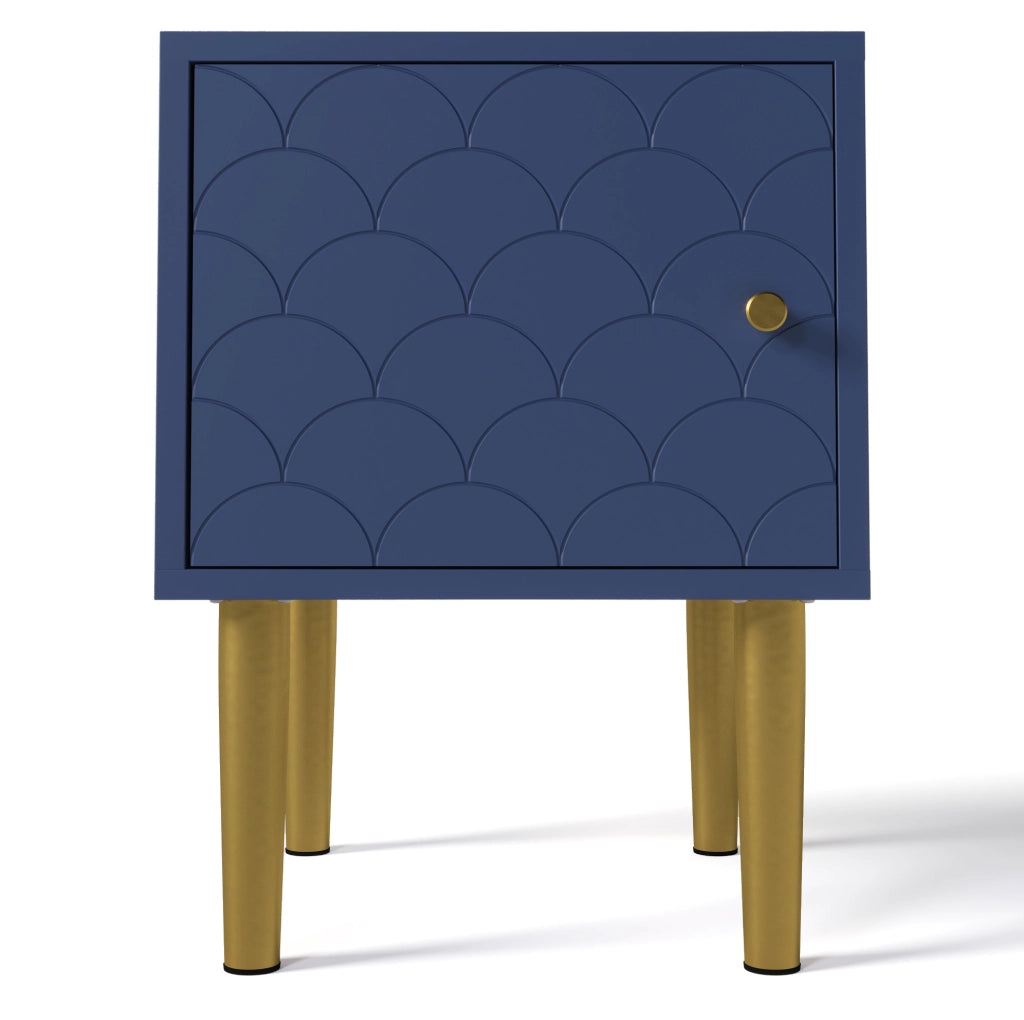 Comodino 35x35x51 cm blu navy in legno e metallo per camera