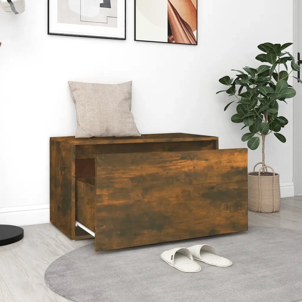 Panca da ingresso-Sgabello-Panca da Corridoio 80x40x45 cm Rovere Fumo in Legno Multistrato