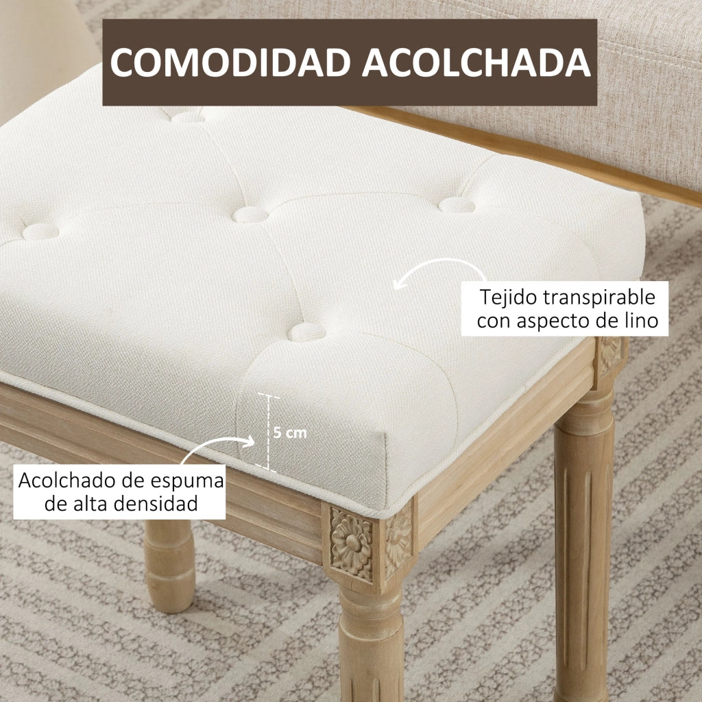 Pouf ¨C zephmum ¨C Beige, Lino Sint¨¦tico, Gambe in Legno