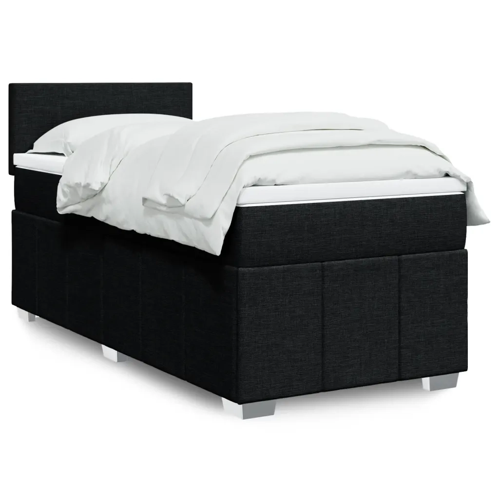 Letto singolo | Letto per adulti | Giroletto a Molle con Materasso Nero 80x200 cm inTessuto
