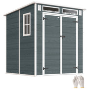 Casetta da Giardino in Resina con 2 Porte e 3 Finestre ¨C Zephmum ¨C Grigio 3.3 m2