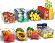 Set di 8 contenitori trasparenti per la cucina e la dispensa - Contenitori di archiviazione per la cucina, la dispensa, gli armadi e il frigorifero - Senza BPA