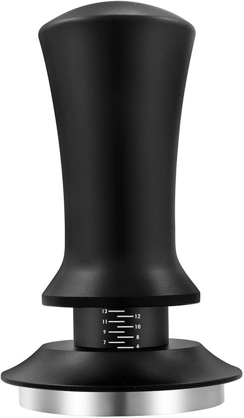 Tamper manuale - Manuale per espresso - Tamper - Con molla calibrata - 100% piano - per portafiltro da 54 mm (53 mm, nero)