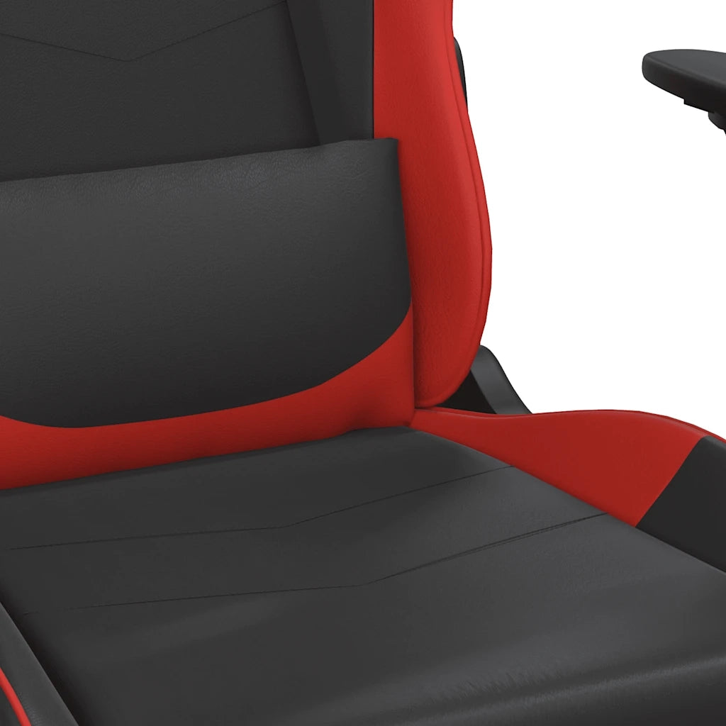 Sedia da Gaming | Sedia da e-sports Massaggio Poggiapiedi Nero e Rosso Similpelle