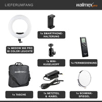 Ring light a LED Medow 960 Bi-Color, 3200-5500 K, Luce ad anello da 96 W per foto e video con telecomando, compatibile con treppiedi fotografici