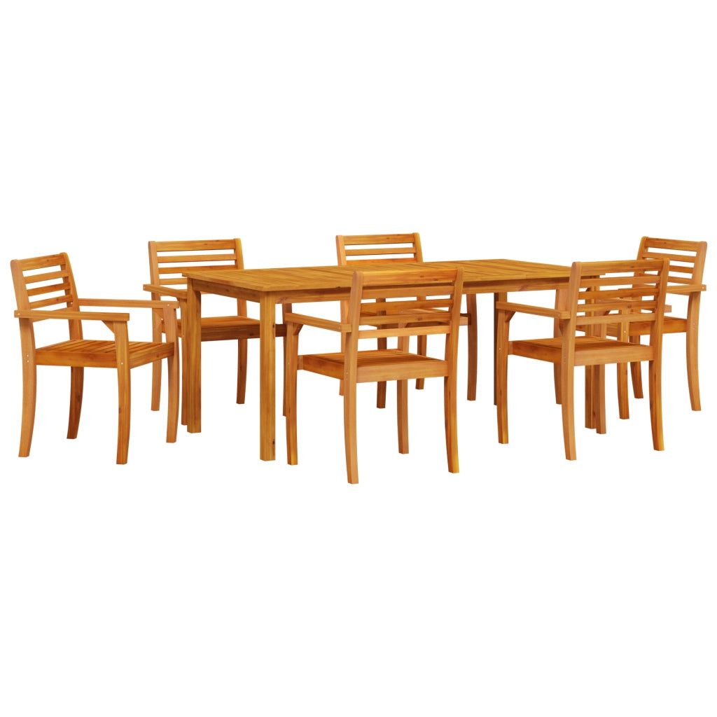 Set Pranzo Giardino 7 Pezzi in Legno di Acacia