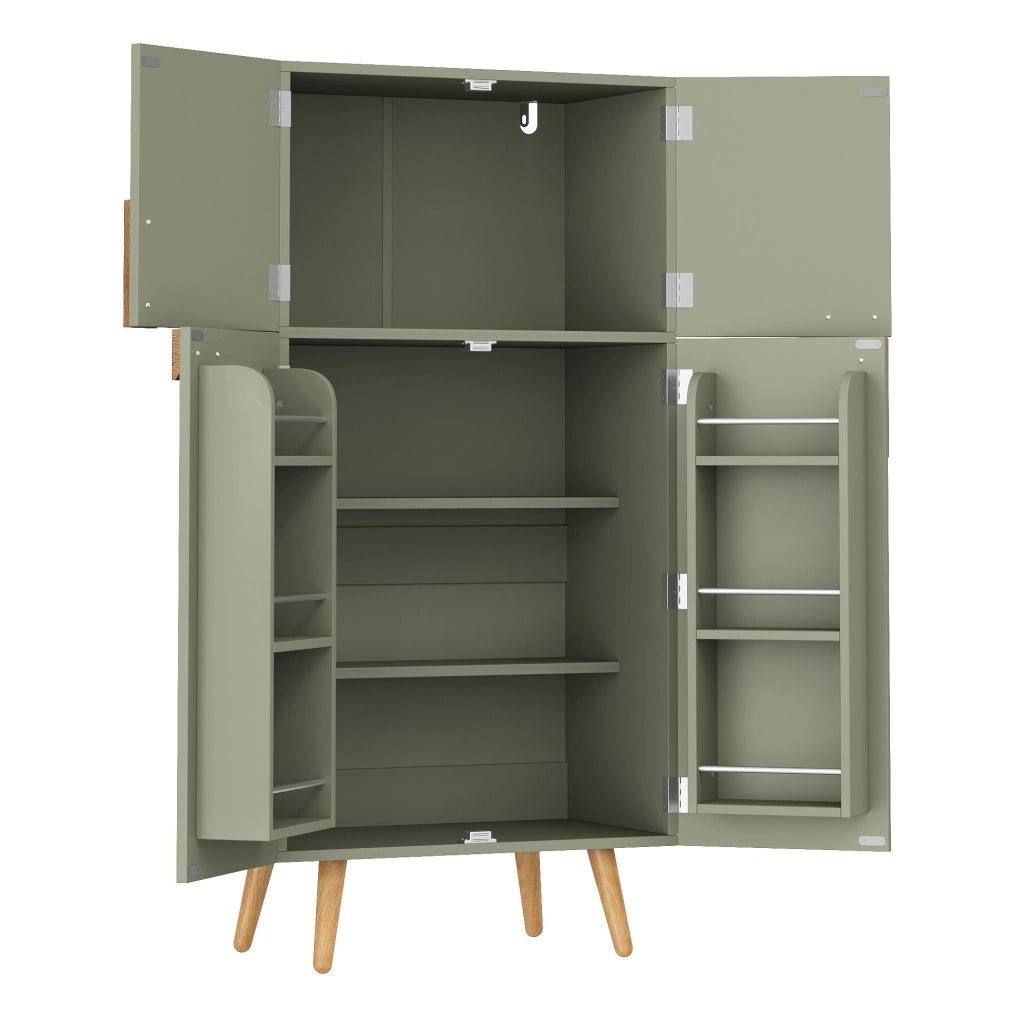 Armadio da cucina 60x35x120 cm con 4 ante e ripiani regolabili in MDF verde