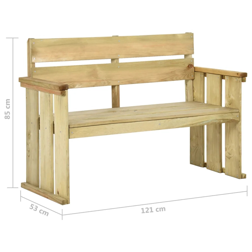 Panca da Giardino 121 cm in Legno di Pino Impregnato