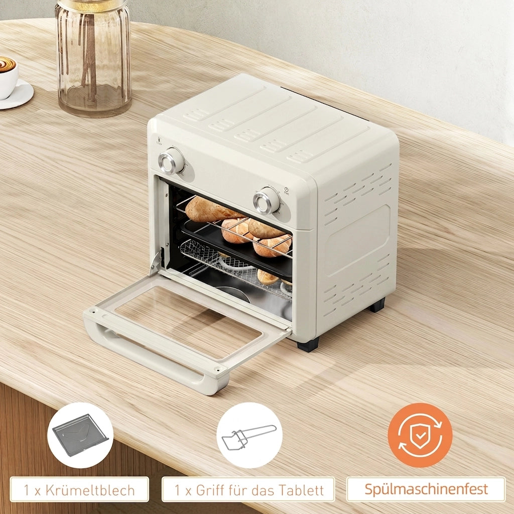 Mini Forno Friggitrice ad Aria 2 in 1 10 L 1000 W con Ventilazione 360°; 80-230°C e Timer 60 Min