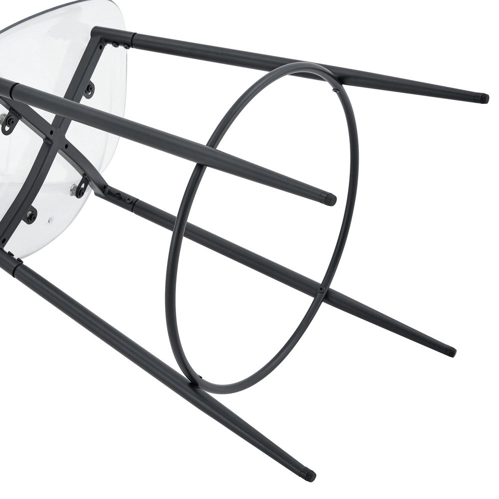 Set Bar Tavolo in Vetro 89 cm e 2 Sgabelli ¨C Xylo ¨C Struttura in Metallo Nero