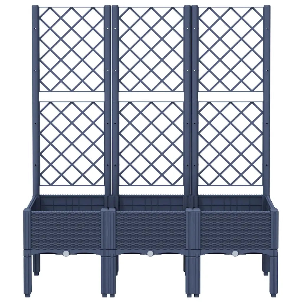 Fioriera Giardino con Traliccio Grigio Blu 120x40x142 cm PP