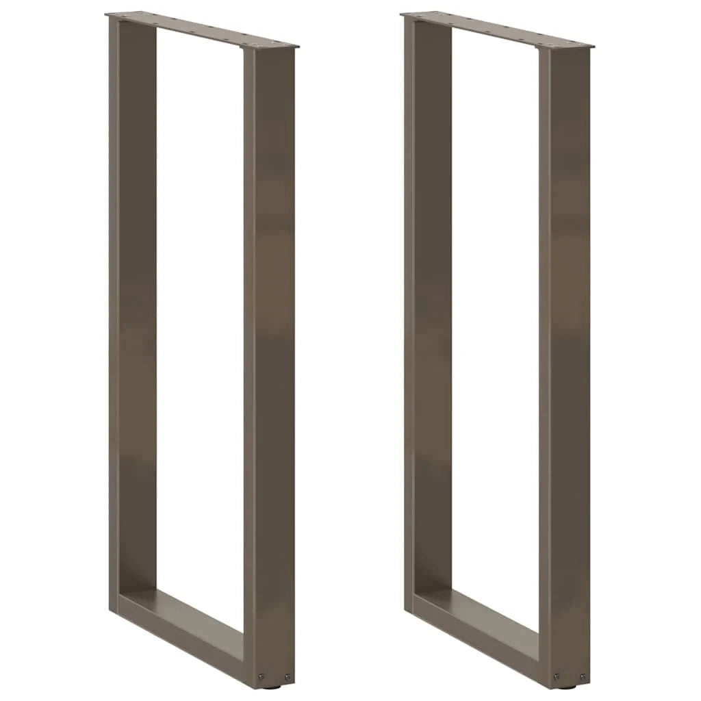 Set di 2 gambe per tavolo da bar a forma di U 60 x 110 cm robuste e moderne con piedini livellatori finitura acciaio naturale 02_0057491