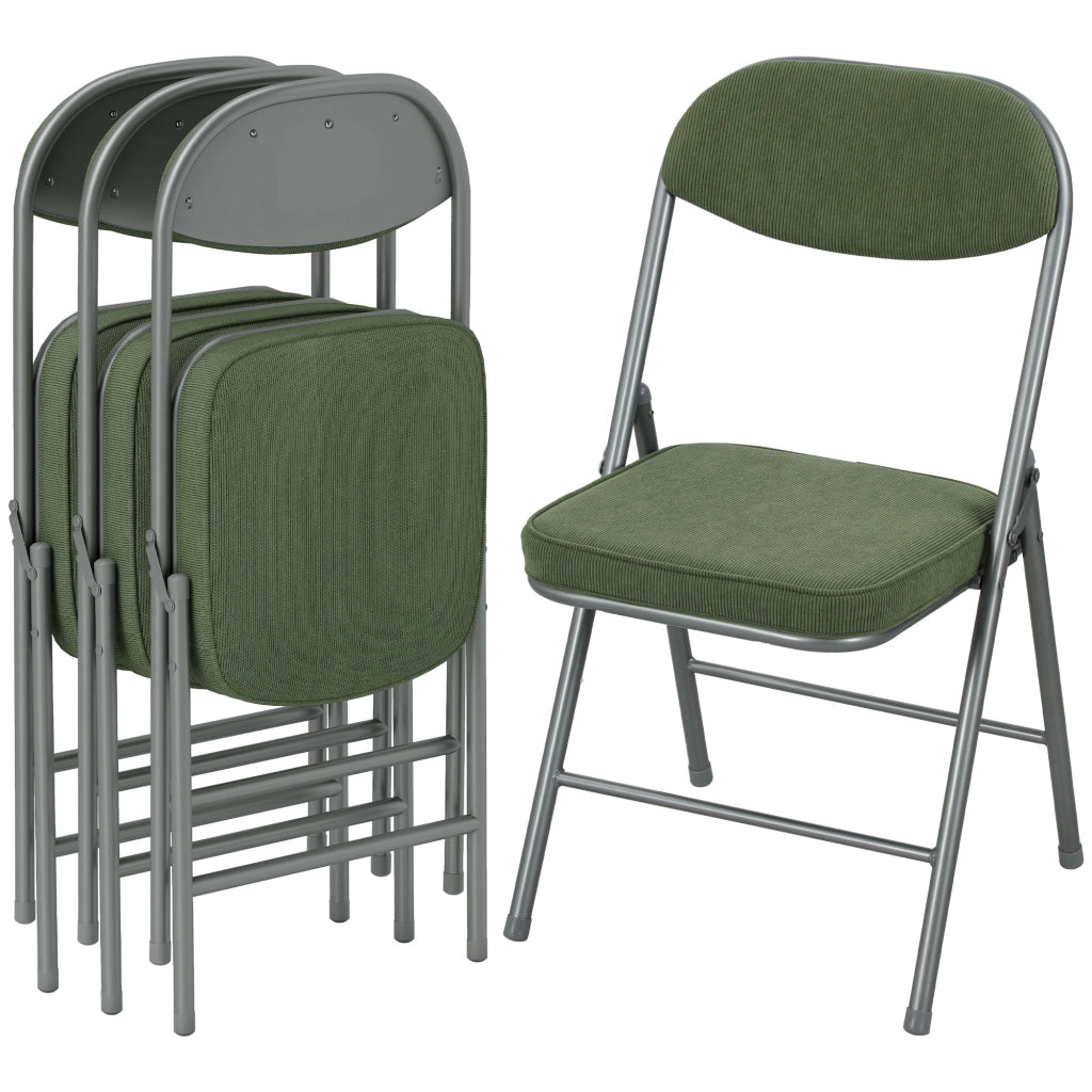 Set 4 Sedie Pieghevoli da Pranzo ¨C Xylo ¨C Seduta e Schienale Imbottiti in Velluto Verde