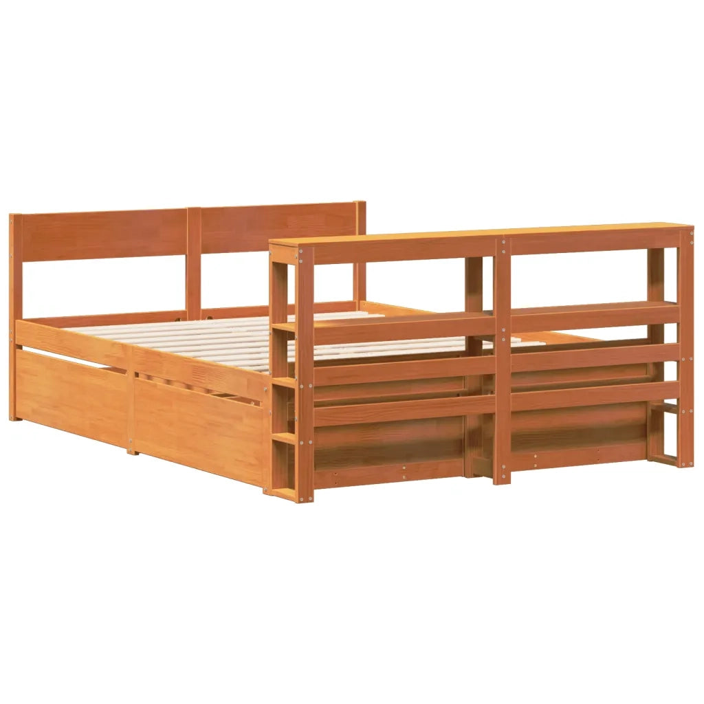 Letto senza Materasso Marrone Cera 135x190 cm in Legno di Pino 3306398