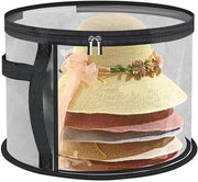 Set da 2 pezzi di scatola per cappelli trasparente grande, adatta per 7 cappelli, borsa per cappelli da cowboy portatile con zip, tasca pieghevole per il trasporto per uomo e donna, scatola per cappelli, 42*42*26,5 cm, grigio