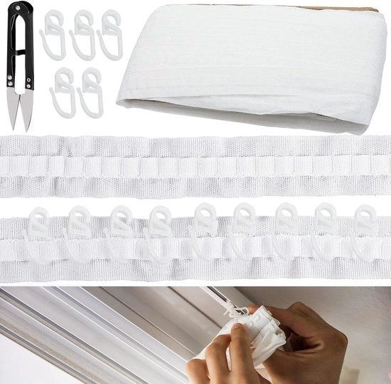 Gordijnband plooiband 30m x 2,5cm con hanger per tende e articoli di arredamento