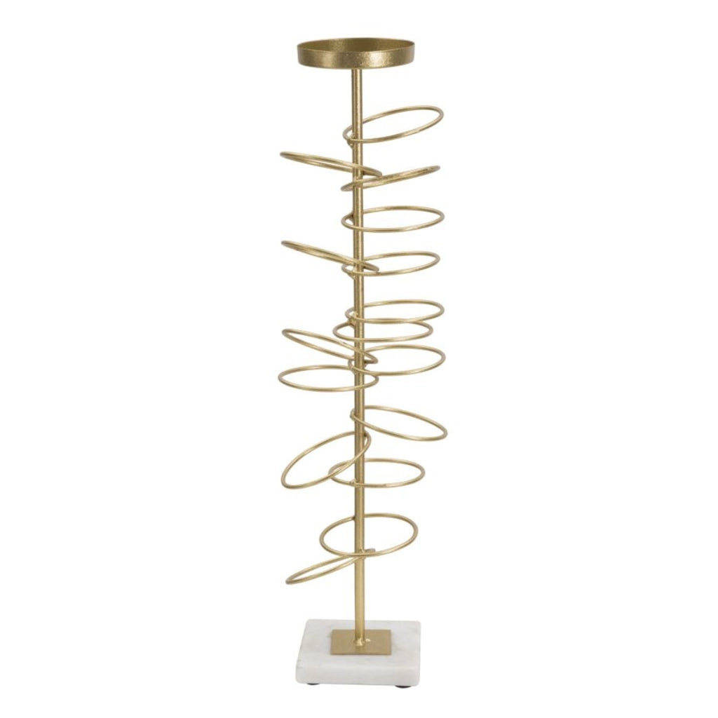 Portacandela VKH340, Oro, Marmo, 14x13x50,5 cm