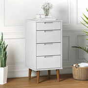Cassettiera MOLDE Bianca 40x35x82 cm in Legno Massello di Pino cod mxl 76562