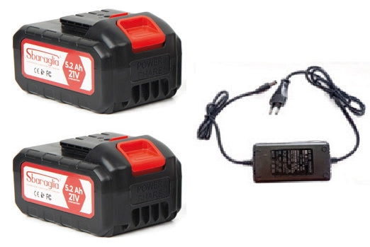 KIT 2 BATTERIE 21V 5,2 Ah + CARICABATTERIA SBARAGLIA- 1,0 pz