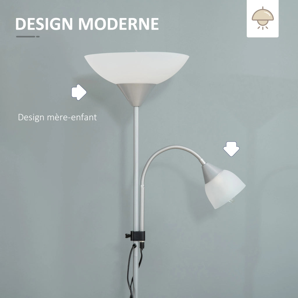 Lampada da terra con 2 teste E27 E14 ¨C Zephmum ¨C base metallo ?28x179.5 cm