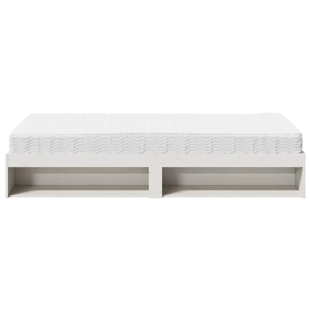 Dormeuse con Materasso-Divano Letto Bianco 100x200 cm Legno Massello Pino