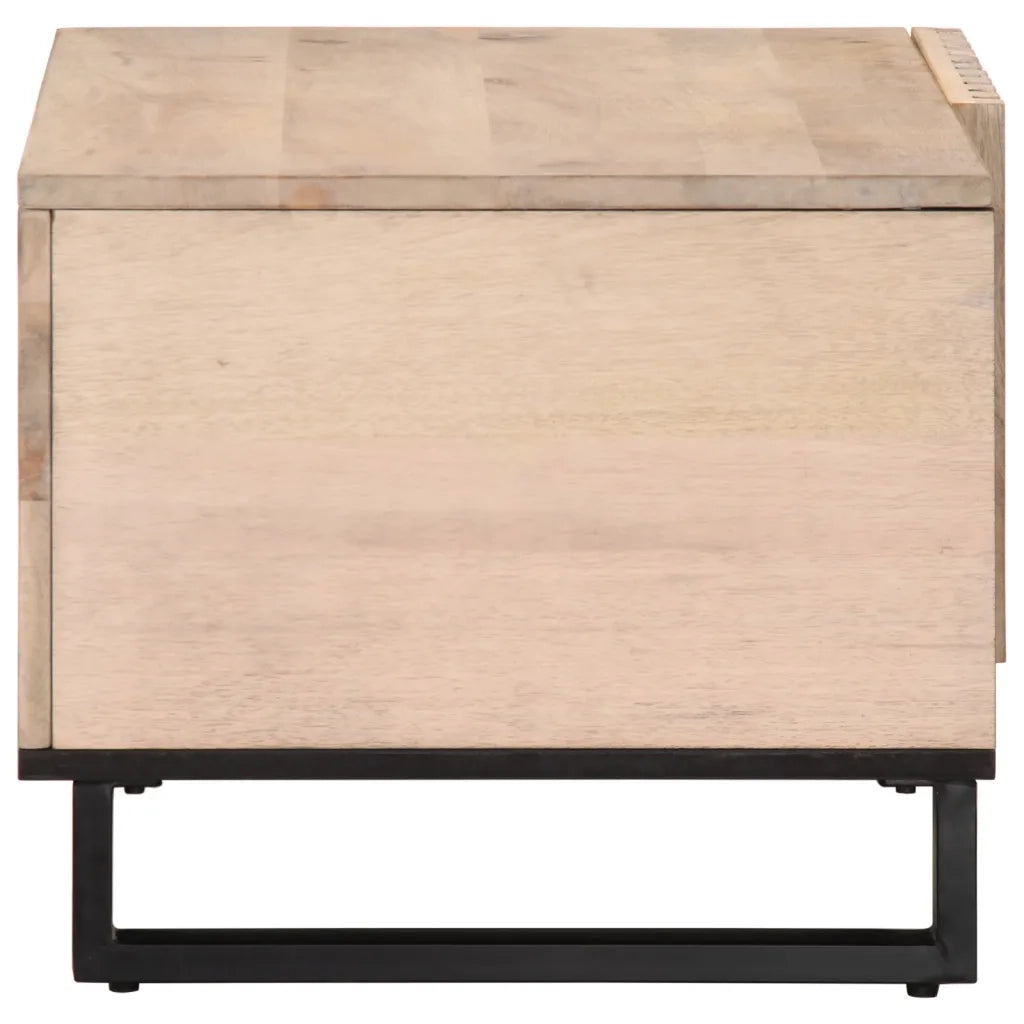 Tavolino da Salotto Bianco 80x51x40 cm Legno Massello di Mango 377459