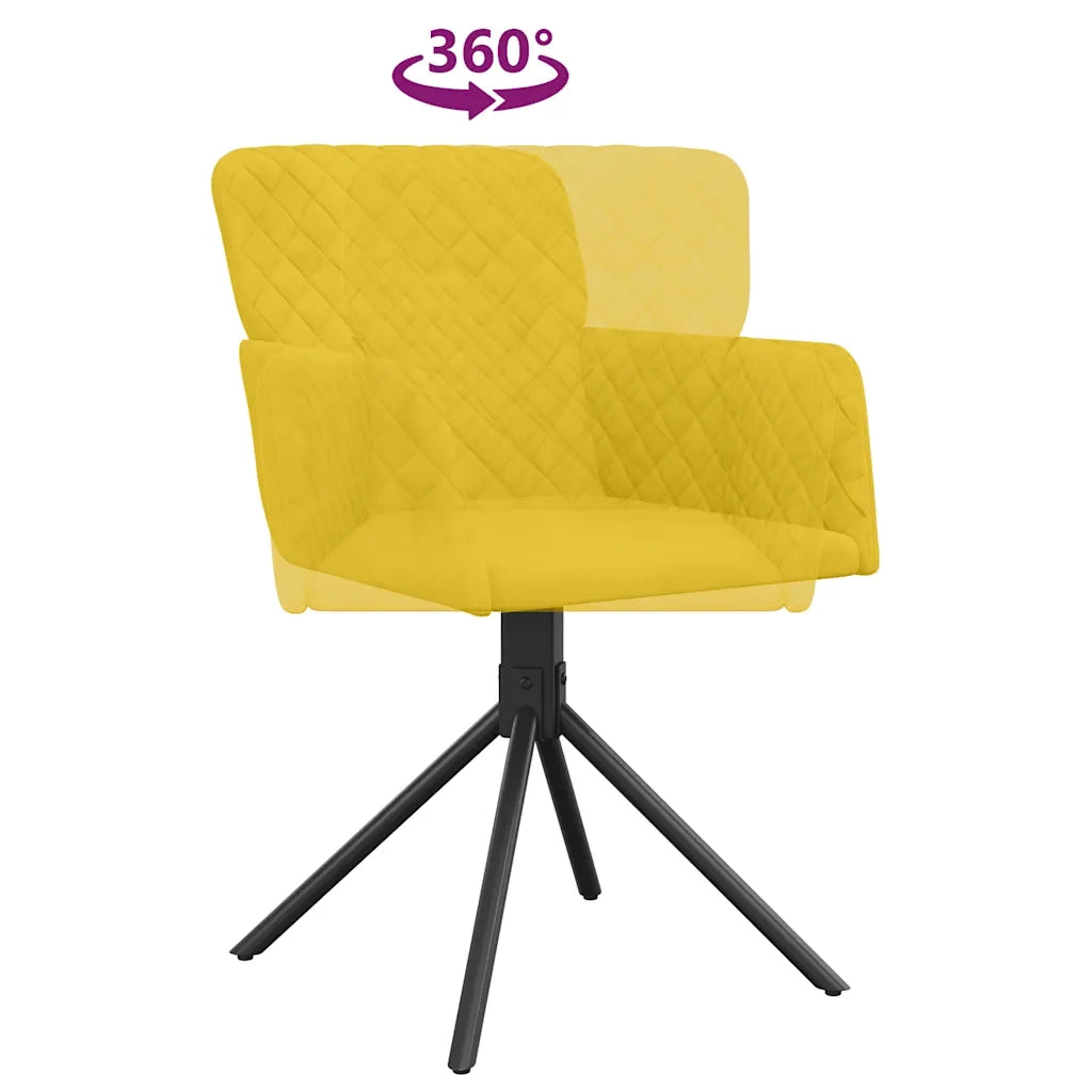 Sedie da Pranzo Girevoli 2 pz Gialle in Velluto cod mxl 7892