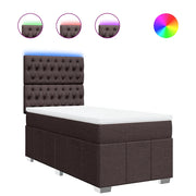 Letto singolo | Letto per adulti | Giroletto a Molle con Materasso Marrone Scuro 90x200 cm Tessuto