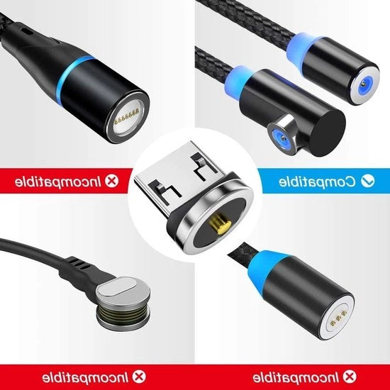 Adattatori di cavo per telefono magnetici (5 pezzi) - Stuzzo magnetico 360° rotativo - Micro-USB - Android - Connessione robusta