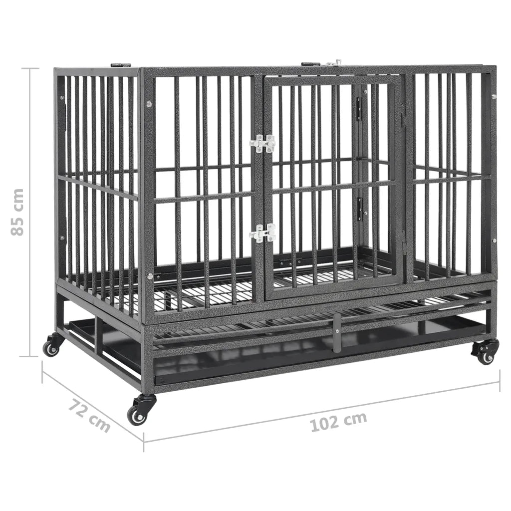 Gabbia per Cani con Ruote in Acciaio 102x72x85 cm CFW4290236
