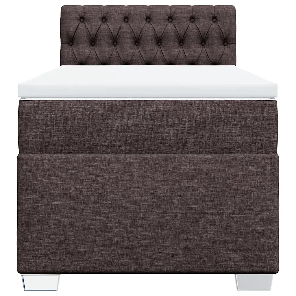 vidaXL Giroletto a Molle con Materasso Marrone Scuro 90x200 cm Tessuto
