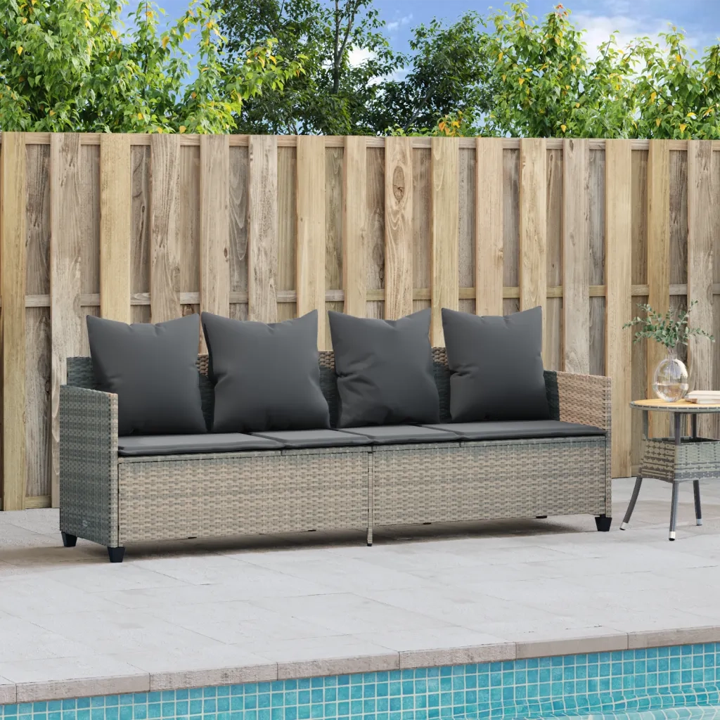 Lettino Prendisole | Sdraio da giardino | Lettino da sole con Cuscini Grigio Chiaro?in Polyrattan