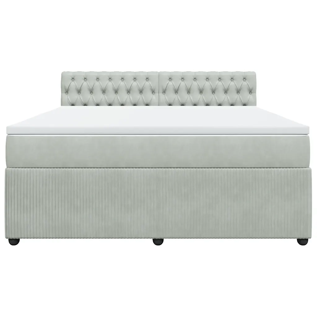 Giroletto a Molle con Materasso Grigio Chiaro 180x200cm Velluto 3290112