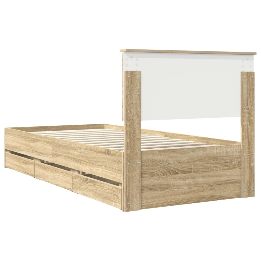 Struttura del letto con cassetto Rovere Sonoma 90 x 200 cm