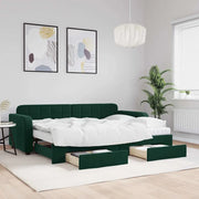 Divano Letto Estraibile Cassetti Verde Scuro 80x200cm Velluto 3196996