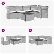 Divano da Giardino 5 Posti con Cuscini Stile Rattan PP 3444083