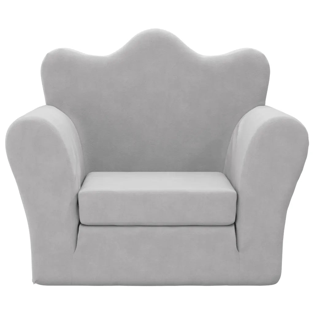 Divano Letto per Bambini Grigio Chiaro in Morbido Peluche 357053