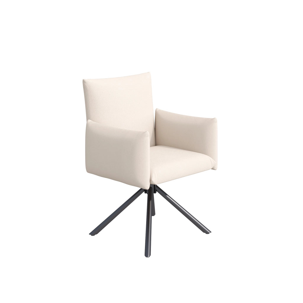 Sedie da Pranzo Set 2 Pezzi Girevoli Imbottite ¨C MINIMAL ¨C Metallo, Lino, Beige