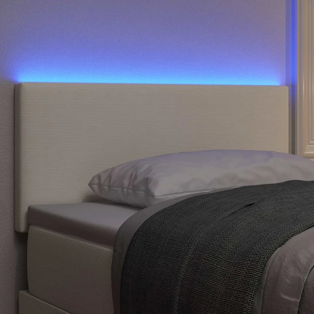 Testiera LED con strisce LED Crema 100 cm Tessuto in Cords 3338023
