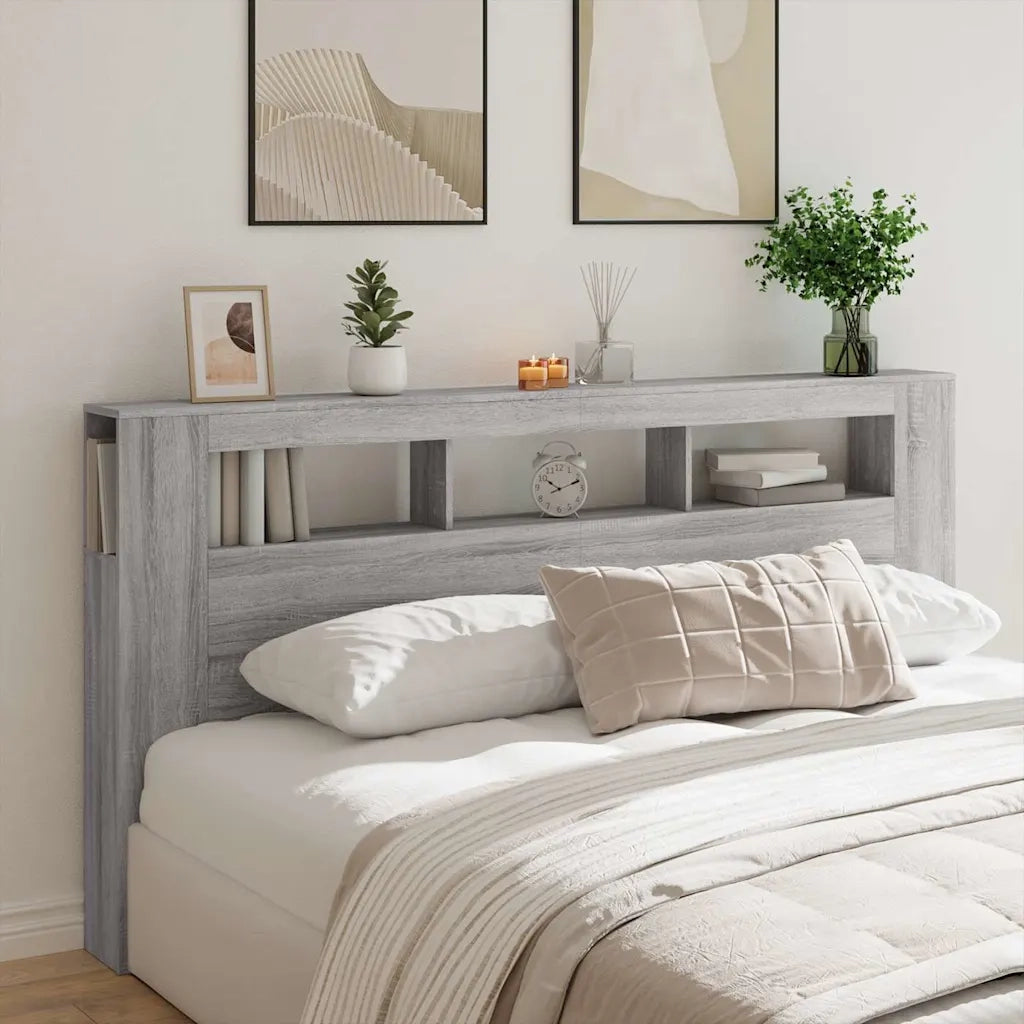 Testiera LED Grigio Sonoma 200x18,5x103,5 cm Legno Multistrato 837370